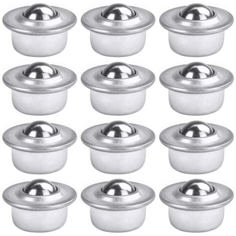 12 PCS Roulettes de Transfert avec Roulement à Billes Universels en Acier au Carbone Galvanisé Unité Roulettes à Billes Montées Charge Lourde pour Emballage Transmission Transpore Industrie