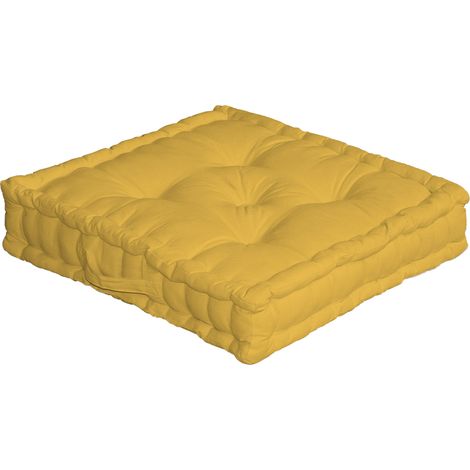 Coussin de Sol 50 x 50 x 10 cm SWIMCOOL 100% coton coloris JAUNE
