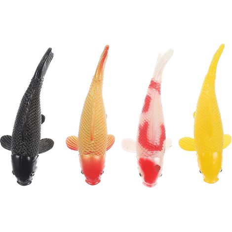 Lot de 4 faux poissons colorés décoratifs pour aquarium, imitation de carpes fantaisie (1/4)