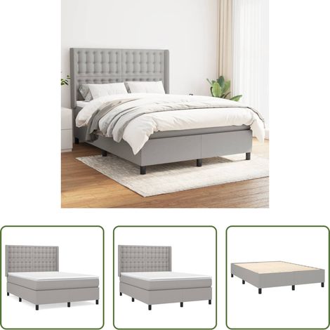 Matelas à ressorts ensachés - Sommier à lattes de lit avec matelas Gris clair 140x190cm Tissu (1/5)