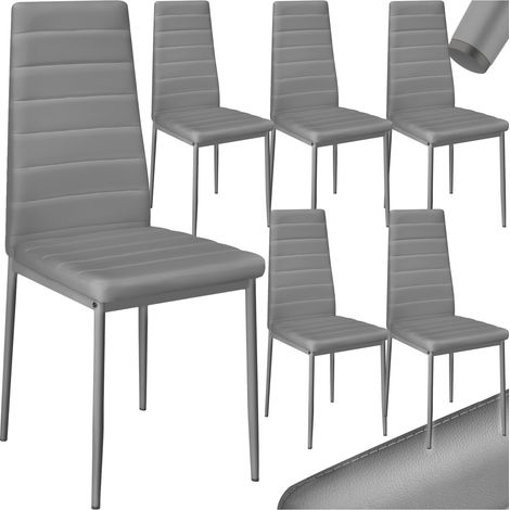 Ensemble de 6 chaises salle à manger cuir synthétique gris (1/10)