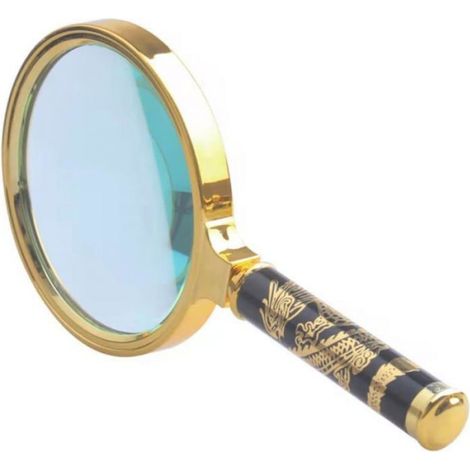 Loupe - Grossissement 10x - Lentille 90 mm - Cadre Métal - Poignée Bois Amovible - Pour Lecture Observation Bijoux (1/4)