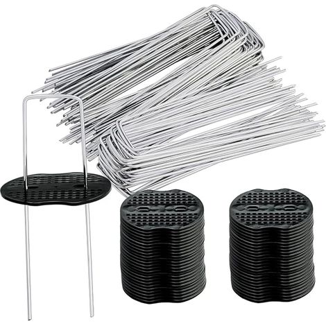 Fixing Pegs, Fixing Pegs for Garden, Staples for Mulching Fabric, Camping Pegs, Galvanised Steel, for Artificial Grass, Fence, Tarpaulin, Herbs, 150 x 4 mm, Diameter 2.5 mm (1/3)