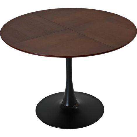 47,24 Zoll moderner runder Esstisch, vier Patchwork-Tischplatten mit Eichenholzmaserung, Metallgestell, Beistelltisch, Couchtisch. (1/5)
