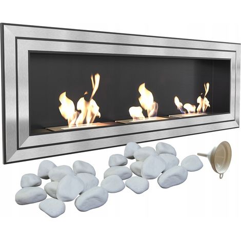 Wandkamin Bioethanol JULIET 1800 TÜV Deko Steine Set (1/5)
