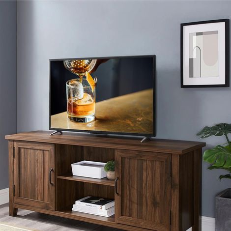 Homeology RANCH Walnut Dual Compartment Storage 6-Shelf up to 65" Flat Screen TV Cabinet