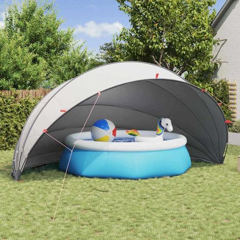 Pool-Dome Grau und Orange 592 x 590 x 275 cm