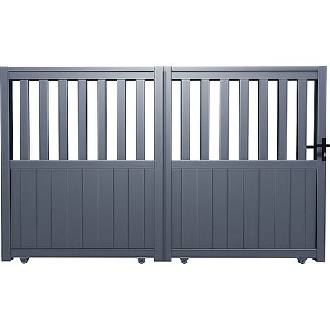 Portail électrique coulissant aluminium ajouré L401 x H149 cm anthracite TARNOS II