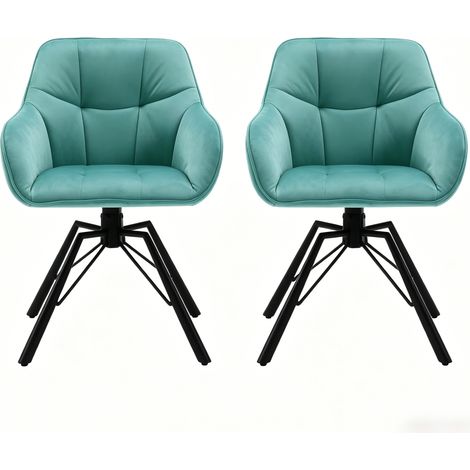 Silla de comedor giratoria de terciopelo turquesa con reposabrazos, 2 unidades (1/5)