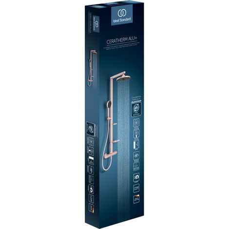 Ideal Standard ALU+ - Conjunto de ducha con termostato, diámetro 26 cm, 2 chorros, rosado BD583RO (1/3)