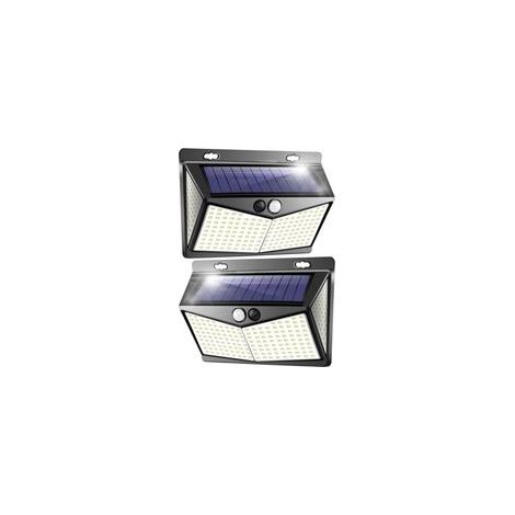 Lampe Solaire Exterieur, Projecteur LED Exterieur Detecteur de Mouvement 208 Led Ip65, Lumiere Spot LED Solaire Exterieur, Eclairage Exterieur avec Detecteur,Applique Murale pour Jardin Piscine-2 Pack