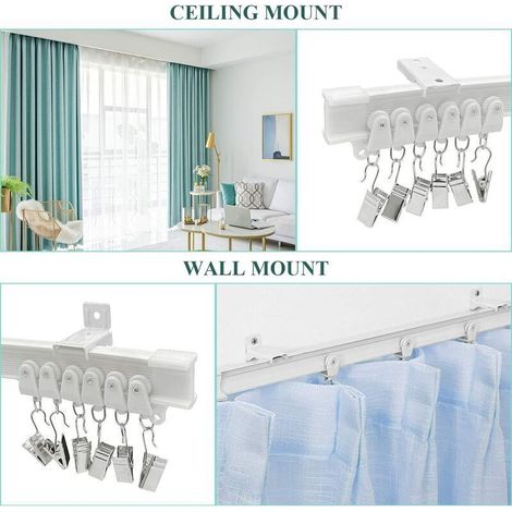 3M Rail Rideaux Tringle Rideau Flexible Rail de Rideau Flexible avec 24 Crochet de rideau et 24 Poulie pour Balcon Baie Vitrée Salon Baignoire Camping Car (1/5)