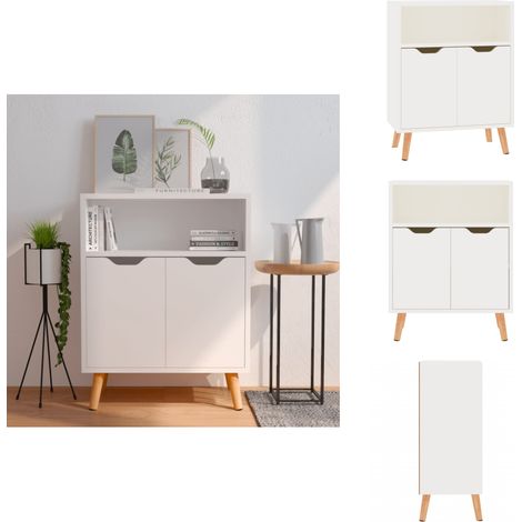 Sideboard Hochglanz-Weiß 60x30x72 cm Holzwerkstoff - Kommode - Sideboard - Weißes Sideboard - Holzmöbel - Regal (1/5)