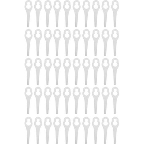 Lames en plastique pour coupe gazon, 50 pièces, pièces de tondeuse à gazon pour BOSCH ALM 28 30 (blanc)