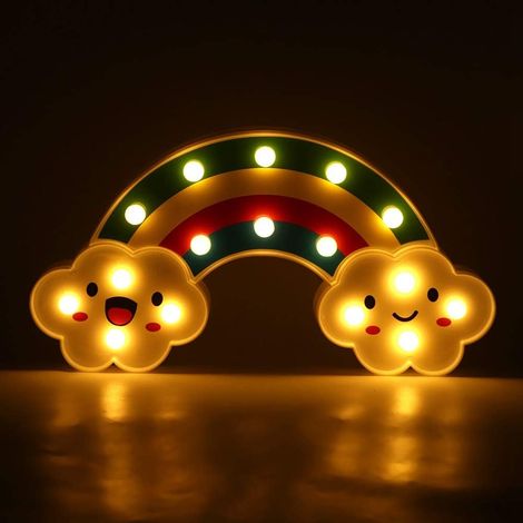 Jolie Veilleuse Arc-en-ciel avec Trou de Suspension, Lumière Douce, Sûre à Utiliser, Idéale pour la Décoration de Chambre à Coucher, Plastique 11,8 X 6,3 Pouces (1/5)