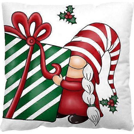 Housse de coussin décorative de Noël avec motif de cerf et d'élan, 45 x 45 cm, pour canapé ou maison. (1/5)