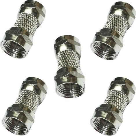 Conector coaxial macho-macho 5X para antenas de TV y satélite – Antioxidante – Alta velocidad de transmisión de datos – Niquelado