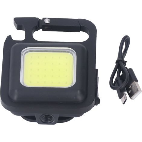 Lampe torche COB compacte avec 3 modes d'éclairage, porte-clés lumineux, rechargeable par USB, lampe de secours portable et aimant au dos. (1/5)