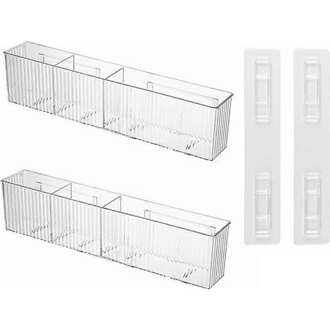 Lot de 2 organisateurs de maquillage muraux transparents pour salle de bain, avec 3 compartiments et étagères flottantes. (1/5)