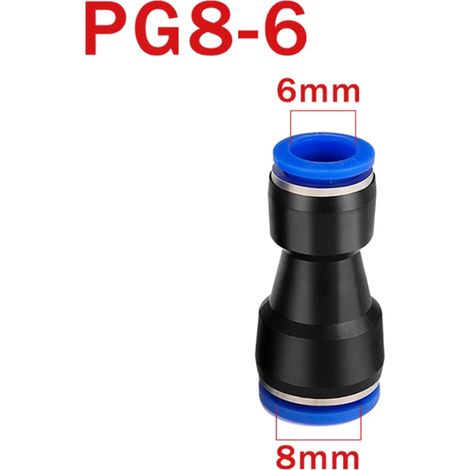(PG 8-6-10PCS) Raccord pneumatique PU, connecteur PG pour tuyau d'air, tube, raccord rapide droit à gaz à insertion rapide (1/5)