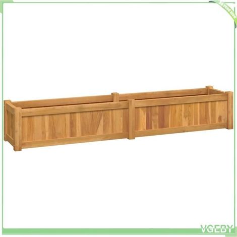 Lit surélevé (jardinière) - FAFEICY - 362659 - Bois de teck massif - 150×30×25 cm - Drainage (1/5)