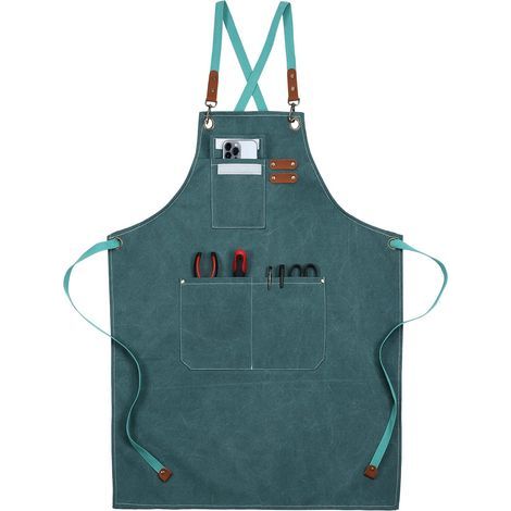 Grembiule da lavoro in tela, grembiule multifunzionale con 3 tasche porta attrezzi (1/5)