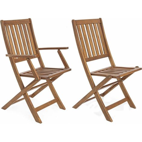 Set 2 sedie pieghevoli in legno di acacia con braccioli Mali YES (1/5)