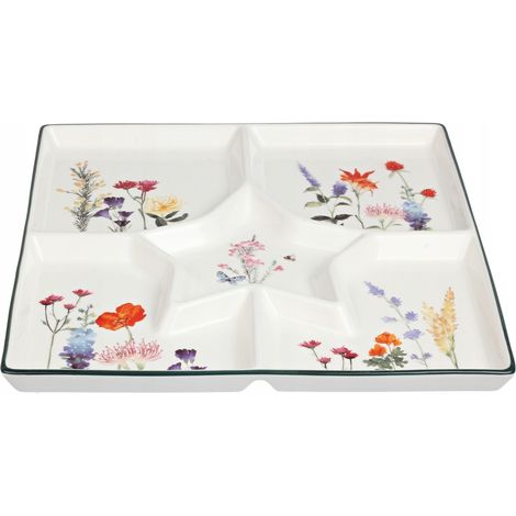 Keramikteller mit Fächern, quadratisch, 30 cm, Herr Flower (1/5)