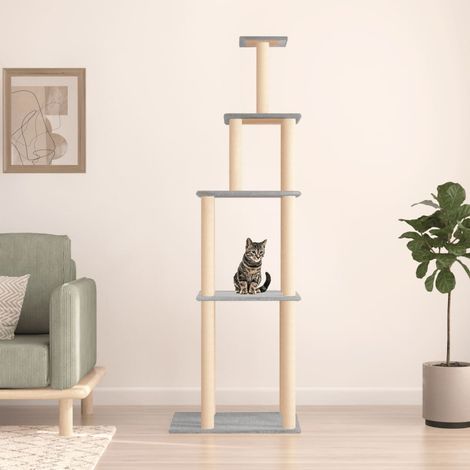 vidaXL Arbre à chat avec griffoirs en sisal gris clair 183 cm (1/5)