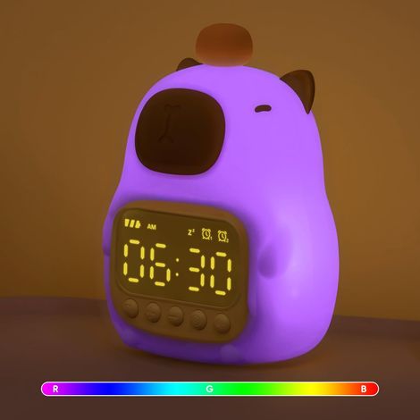 Réveil Capybara – veilleuse silicone rechargeable, animal mignon, compagnon sommeil enfants