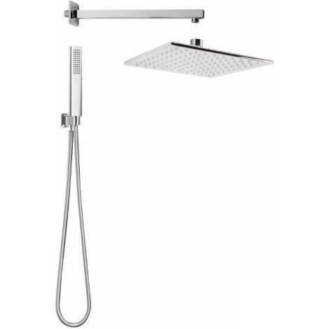 Metaform Seven Kit soffione doccia quadrato in ottone e acciaio inox Aisi 304 cromo con braccio doccia doccetta e presa d'acqua (1/3)