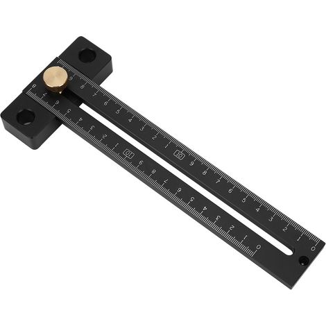 Règle à tracer en T de 180 mm, échelle métrique, alliage d'aluminium noir, outil de traçage pour le travail du bois (1/5)