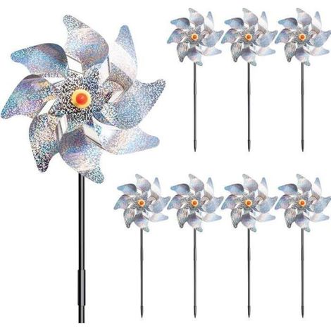 8PCS Moulin à Vent réfléchissant Anti-Oiseaux, Répulsif pour Jardin (1/5)