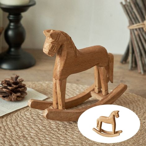 Cheval à Bascule - En Bois - Décoration de Bureau - Ornement Intérieur - 20 x 16 x 7 cm - 1 Pièce (1/5)