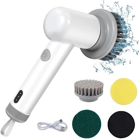 Brosse de nettoyage électrique, brosse rotative, brosse électrique multifonctionnelle sans fil, brosse rotative pour salle de bain, cuisine, évier (1/5)