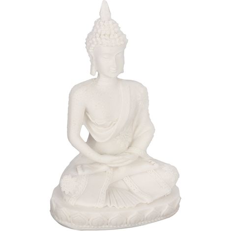 Statuette de Bouddha assis en méditation, sculpture, objet de décoration (blanc) (1/5)