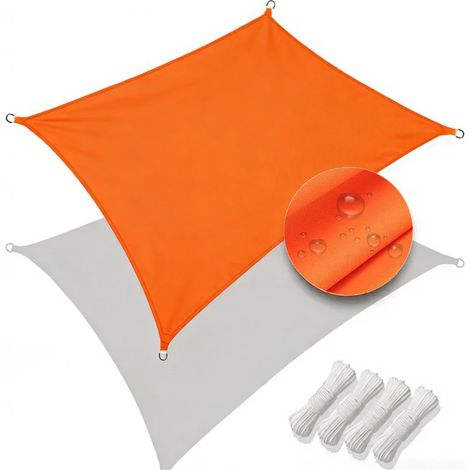 Voile d'ombrage imperméable (orange, 3,6 x 3,6 m), protection UV à 95 %, auvent de jardin (1/5)