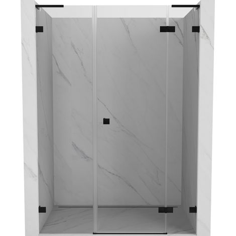 Mexen Lunar L Duschwand rechte aufklappbare Tür 160 cm, transparent, schwarz - 834SL-160-050-70-00-P