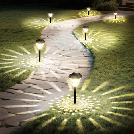 12er-Pack Solar-Gartenleuchten, wasserdicht, warmweißes LED-Licht für den Außenbereich, Wegebeleuchtung, IP65, energieeffizient