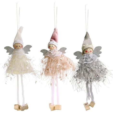 Peluche Ange Poupée Suspension,3PCS Lutin de Noel Fille,Decoration Sapin de Noel pour Cheminée Fenêtre (1/5)