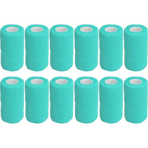 12 pièces/Vente de bandages de parage de sabots de vache fabriqués à la ferme, bandages de parage de sabots, tissu non tissé, bandages auto-adhésifs pour bovins, cyan. (1/5)