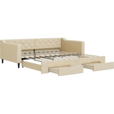 Maison Exclusive - Tagesbett Ausziehbar mit Schubladen Creme 100x