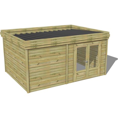 ABRI DE JARDIN bois traité 27mm, 4,7x3,4m, 16m2