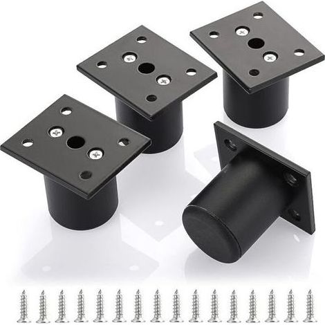 4pcs Pieds de Meuble Ajustable Pieds de lit rehausser Le Meuble Pied en Alliage d'aluminium pour sommier,Armoire,Table (Noir,Hauteur 50mm), (1/4)