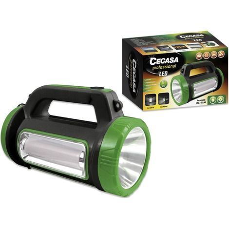Cegasa profesional linterna multifuncion led - 5 modos de iluminacion - bateria de 1800mah - alimentacion solar y por usb - color negro/verde