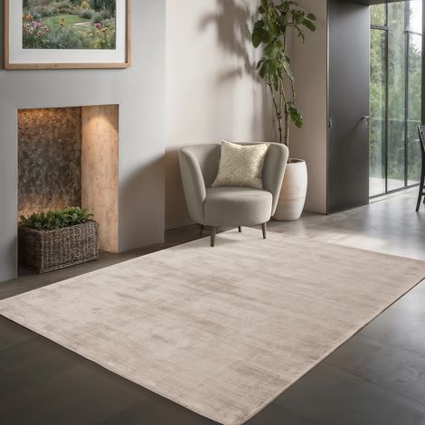 Janelle tapis salon viscose fait doux beige clair (1/5)