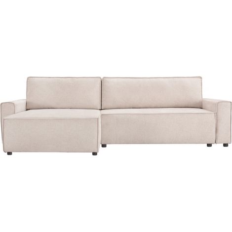 Divano letto angolare in tessuto testurizzato "Montaigne" - 4 posti - Beige (1/5)