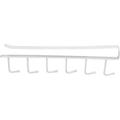 Soporte para tazas con 6 ganchos, diseño elegante, práctico y duradero, no requiere taladro, para la cocina, blanco. (1/5)