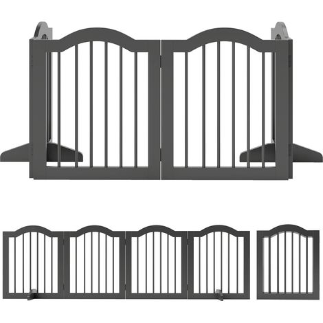 Freistehendes Hundegitter, faltbar, 4-teilig, 208 x 29,5 x 61 cm, Schwarz