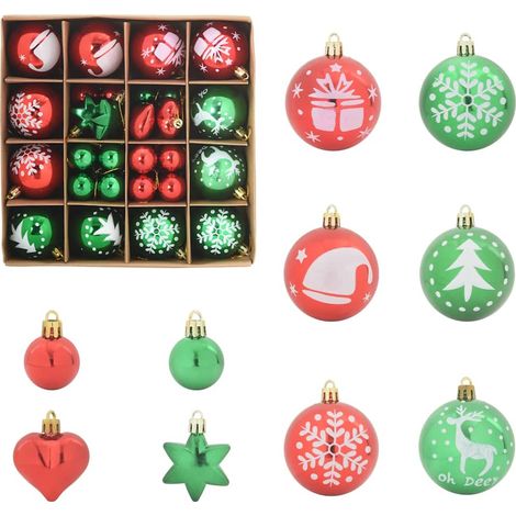 Juego de Esferas de Navidad 40 pcs Rojo y verde Plástico vidaXL